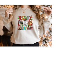 Christmas sweatshirt for cat lovers, Merry Christmas woman sweatshirt, sweater for cat lovers, Christmas shirt, winter v