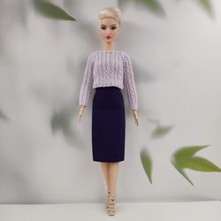 Barbie doll clothes purple skirt