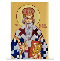 Saint Nikolai of Zhicha | High quality serigraph icon on wood | Made in Russia | Size: 4x6 inches