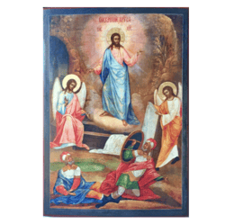 Jesus Christ Victorious Resurrection icon | High quality lithography print on wood | Reproduction | Size: 18 x 13 cm