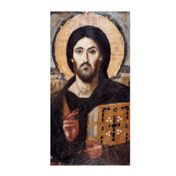 Christ Pantocrator of Sinai | Religious Gift Men | Jesus is King | icon print mounted on wood | Size: 12 x 7 x 2 cm
