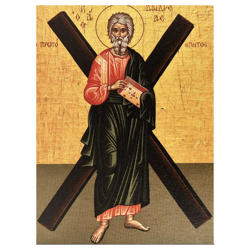 Saint Andrew the First Called Apostle | Quality icon print mounted on wood | Size: 27 x 20 x 2 cm