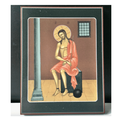 Icon of Lord Jesus in Prison | High quality serigraph icon | Sized at: 7" x 6" | Made in Russia