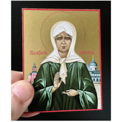 Saint Matrona of Moscow | High quality lithography icon on wood | Size: 9 x 7 cm (3,5" x 2,7")