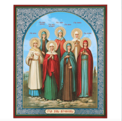 Holy Myrrh-bearing women | Gold and silver foiled icon on wood | Size: 8 3/4"x7 1/4" |