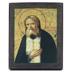 St. Seraphim of Sarov | Handmade Wooden Orthodox Icon | Authentic Traditional Style and Vintage Effect