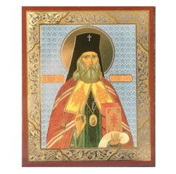 Icon of St. Nikolai of Japan - 20th c. | Silver and Gold foiled miniature icon | Size: 2,5" x 3,5" |
