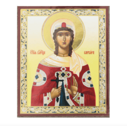 Saint Barbara the Great Martyr  | Silver and Gold foiled icon | Size: 2,5" x 3,5" |