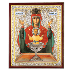 Inexhaustible Cup Mother of God | Silver and Gold foiled icon | Size: 2,5" x 3,5" |