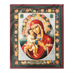 Zhirovick Mother of God  | Silver and Gold foiled icon | Size: 2,5" x 3,5" |