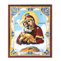 The Mother of God of Pochaev | Silver and Gold foiled icon | Size: 2,5" x 3,5" |