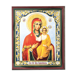 The Smolensk Icon of the Mother of God  | Silver and Gold foiled icon | Size: 2,5" x 3,5" |