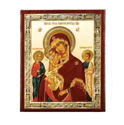 Three Joys Mother of God | Silver and Gold foiled icon | Size: 2,5" x 3,5" |