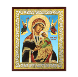 The Mother of God of the Passion | Silver and Gold foiled icon | Size: 2,5" x 3,5" |