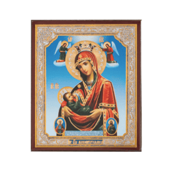 The Mother of God of the Milk-Giver   | Silver and Gold foiled icon | Size: 2,5" x 3,5" |
