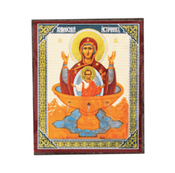 The Life giving Spring Mother of God | Silver and Gold foiled icon | Size: 2,5" x 3,5" |