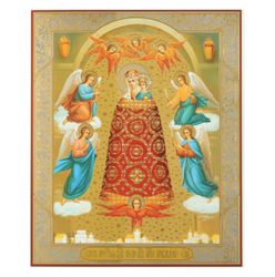 Addition of the Mind Virgin Mary | Large XLG Gold foiled icon on wood  | Size: 15 7/8"x13 1/8" | Made in Russia