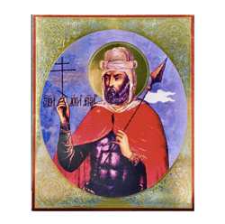 Martyr Longinus the Centurion, who stood at the Cross of the Lord | Silver Gold foiled icon | Size: 5 1/4 x 4 1/2 inch