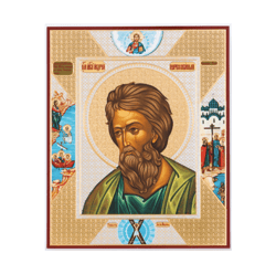 St Andrew the First Called  | Gold foiled icon | Size: 5 1/4 x 4 1/2 inch
