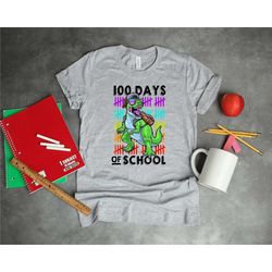 100 Days of School Shirt, Dinosaur 100 Days of School Shirt, Teacher Gift, Kindergarten Tshirt, Back To School Tshirt, T