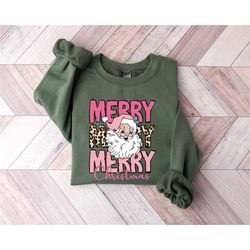 pink christmas santa sweatshirt, retro pink santa hat sweater, classic christmas santa shirt, pink christmas, holiday sw