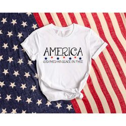 Women's America God Shed His Grace on Thee 4th of July Shirt, 4th of July Shirt Women, American Babe, Fourth of July Shi