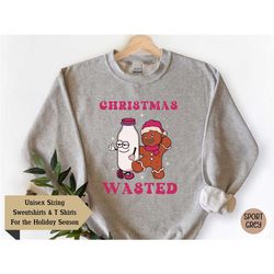 Christmas Wasted, Christmas T shirt for, Christmas Cookies,Gingerbread Cookies,Santa Sweatshirt, Vintage Christmas Sweat