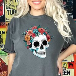 Sugar Skull Flower Crown Shirt, Day of the Dead Shirt, Dia De Los Muertos Sweatshirt, Flower Skull Shirt, Halloween Shir