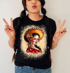 Mexicana shirt,Mexicana Bleached effect tshirt,Gift for Mexicana,Mexican shirt women,Mexicana t-shirt,Floral Mexicana sh