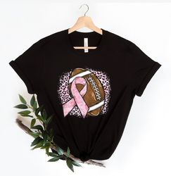 breast cancer football shirt, pink ribbon shirt, leopard cancer tshirt, cancer fighter shirt, breast cancer awareness sh