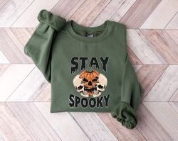 Stay Spooky Sweatshirt, Pumpkin Skeleton Shirt, Pumpkin Halloween Sweater, Skeleton Halloween Shirt, Happy Halloween T-s