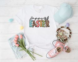 happy easter shirt, matching easter shirts, cute easter tee, colorful easter shirts for women, easter gift for her, east