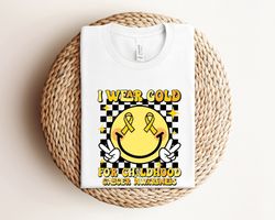 I Wear Gold For Childhood Cancer Awareness Shirt, Gold Cancer Ribbon Outfit, Pediatric Cancer Awareness Cute Gift, Cance