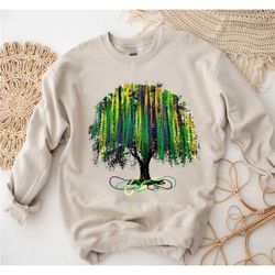 Mardi Gras Sweatshirt, Mardi Gras Tree Sweatshirt, Watercolor Mardi Gras Bead Tree, Mardi Gras Carnival Sweatshirt, New