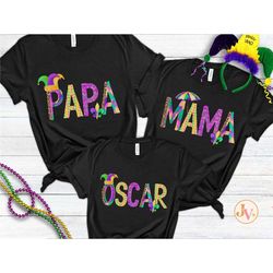 Personalized Mardi Gras Family Shirts, Fat Tuesday Cousin Crew Shirts,  Louisiana Family Vacation T-Shirts, Family Reuni