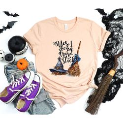 halloween witch broom and hat shirt, yes i can drive a stick, halloween t shirt, witch broom shirts, hocus pocus t-shirt