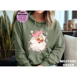 pink santa hat christmas sweatshirt, vintage santa hoodie, cute pink santa shirt, classic xmas gift, pink christmas gift
