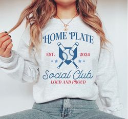 baseball shirt, home plate social club crewneck, baseball mom sweathirt, baseball mama shirt, cute baseball shirt, baseb