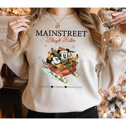 Disney Mickey Minnie Main Street Sleigh Rides Sweatshirt, Disney Christmas Shirt, Disney Santa Christmas Shirt, Disney H