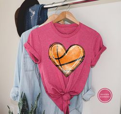 basketball heart shirt, basketball player gift, basketball mom clothing, heart graphic tee, basketball coach shirt