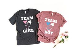 team girl and team boy shirts, gender reveal party shirts, pregnancy reveal, gender announcement shirt, baby reveal part