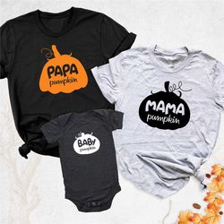 family pumpkin matching shirts, mama papa baby pumpkin shirt, family halloween shirts, family fall tee, pumpkin family h