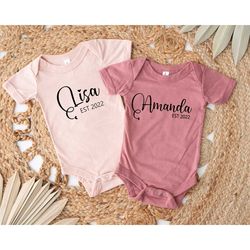 personalized baby name onesie, baby announcement onesie, newborn girl onesie, pregnancy announcement shirt,  baby shower