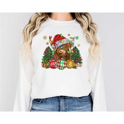 Christmas Sweatshirt, Cute Cow Christmas Sweatshirt,2023 Merry Christmas, Santa Cow Shirt,2023 Happy New Year,Christmas
