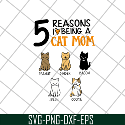 5 reasons i love being a cat mom svg, Mother's day svg, eps, png, dxf digital file MTD08042104