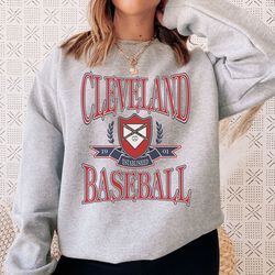Throwback Cleveland Baseball Retro Unisex Sweatshirt, Vintage Preppy Crewneck, Hoodie, Aesthetic Gift Her, Cute Women Cr