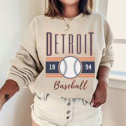 Detroit Baseball Retro Unisex Sweatshirt, Vintage Preppy Crewneck, Hoodie, Aesthetic Gift Her, Cute Women Crew, Throwbac
