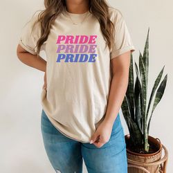 Bi Pride Flag T-Shirt, Bisexual Pride Shirt, LGBTQ Tshirt, Gay Pride, Lesbian, Cute Queer Shirt, Bi Gift for Women, Prid