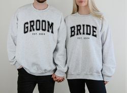 Bride and Groom Sweatshirt, Bride Groom Matching Sweatshirt, Wedding Party Sweatshirt, Bride Est 2024 Sweatshirt, Bridal