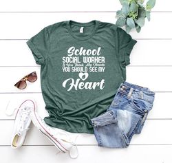 School Social Worker T-Shirt, School Social Worker Gift, If You Think My Hands Shirt, You Should See My Heart Tee, Stude